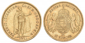 Ungarn 1901 10 Korana Gold 3,38g KM 485 vorzüglich