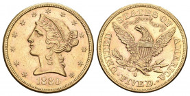 USA 1880 5 Dollar Gold 8,3g selten bis unzirkuliert