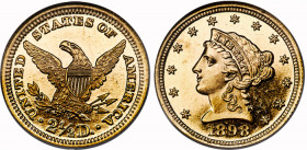 USA 1898 2,5 Dollar 2 1/2 Dollar Gold Prachexemplar PR 64 CAMEO Proof