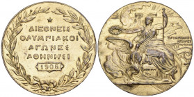 Olympia Athen 1906 Kupfer Medaille 58,8g 50mm selten vorzüglich