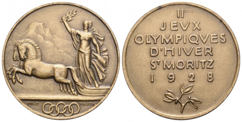 Olympia St.Moritz 1928 Bronce Medaille 22,9g 35mm sehr selten fast unzirkuliert