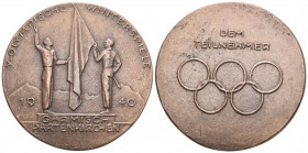 Olympia 1940 Olympische Spiele Broncegussmedaille 71mm Garmisch Patenkirche vorzüglich