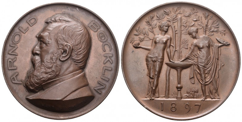 Basel 1897 Arnold Böcklin Bronce Medaille 70mm 183,7g bis unzirkuliert