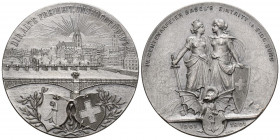 Basel 1901 400 Jahre im Bund Bronce Medaille versilbert 50mm unzirkuliert
