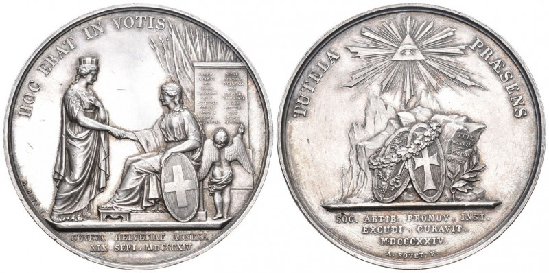 Genf 1814 Beitritt in die Eidgenossenschaft Medaille in Silber 91,63g SM 1550 55...