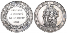 Genf 1864 50 Jahre Vereinigungsmedaille in Silber 60g 47mm selten FDC