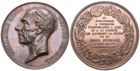 Genf 1866 Medaille auf Dufour Bronce 60mm selten bis unzirkuliert minimaler Randschkag