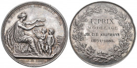 Genf 1885 Verdienstmedaille auf Jos Kaufmann Silber 45,7mm 38,3g Randschlag sehr schön bis vorzüglich