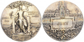 Genf 1896 Landwirtschafts Medaille Silber 38,3g in Originalbox bis unzirkuliert