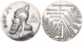 Genf 1898 Freimaurer Medaille Silber sehr selten 24,49g 37mm bis unzirkuliert