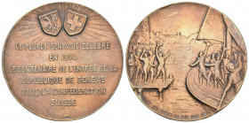 Genf 1914 100 Jahr Feier Medaille in Bronce 41g 45mm bis unzirkuliert