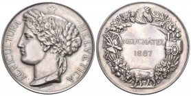 Neuchatel 1887 Preismedaille in Silber 49,4g 30mm in Originalbox FDC