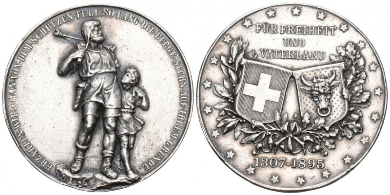 Uri 1895 Altdorf Medaille für Freiheit und Vaterland Silber 53g SM 904 bis unzir...