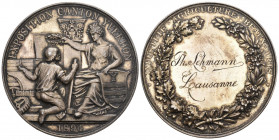 Waadt Yverdon 1894 Medaille in Silber Nur 130 Stk geprägt s.selten Matt 53,8g FDC