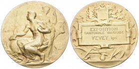 Vevey 1901 Expo Cantonale Bronce vergoldet 55mm bis unzirkuliert