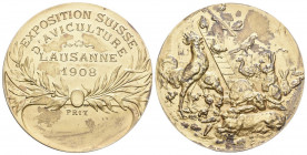 Lausanne 1908 Expo Medaille Silber vergoldet 35.8g 45mm bis unzirkuliert