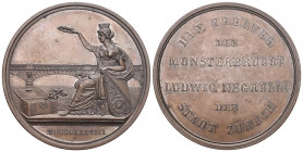 Zürich 1838 Münsterbrücke Medaille in Bronce 59g 50mm bis unzirkuliert