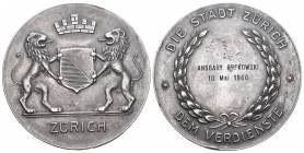 Zürich 1960 Verdienstmedaille Silber 43,8g selten Randschlag vorzüglich