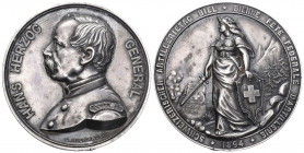 Schweiz 1894 Artillerietag Silber Medaille 76,21g MH 144 gelocht vorzüglich