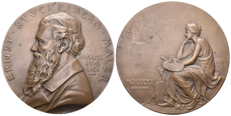Schweiz 1901 Hans Frei Medaille 70. Geburtstag von Ernst Stuckenberger Bronce 65...