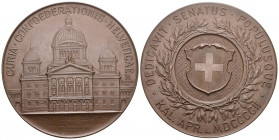 Schweiz 1902 Medaille auf die Errichtung vom Bundeshaus Bronce 68,9g unzirkuliert