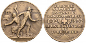 Schweiz 1932 50 Jahre Gotthard Bronce Medaille 45mm FDC
