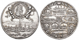 Habsburg 1686 Leopold I 1657-1705 Kupfermedaille versilbert 40mm vorzüglich