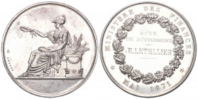 France 1871 Finanzminister Medaille Silb er 66g 50mm unzirkuliert
