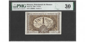 Monaco Albert Ier 1889-1922
Billet de 1 Franc Brun, 1920, Series A
Ref : G. MCc, Pick 4a
Conservation : PMG VF30