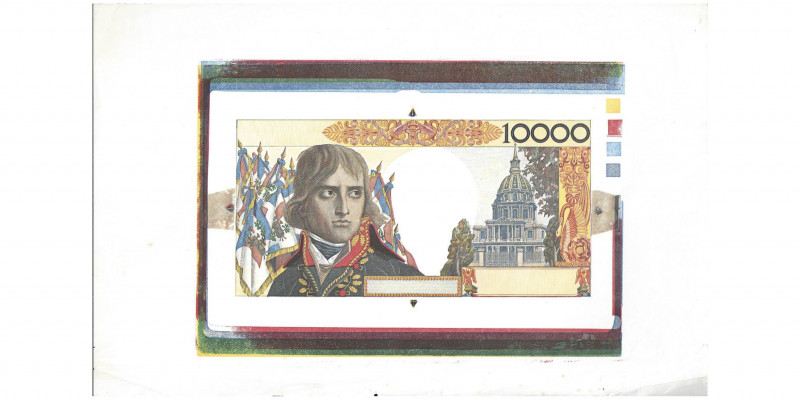 10.000 Francs Bonaparte
Epreuve de graveur pour le verso, sans textes, sur papi...