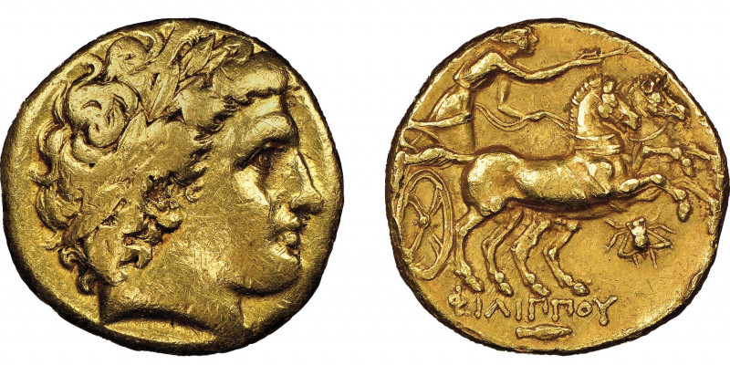 Macédonie
Philip II 359-336 avant J.-C.
Stater, AU 8.38 g.
Ref : SNG ANS 318, Fr...
