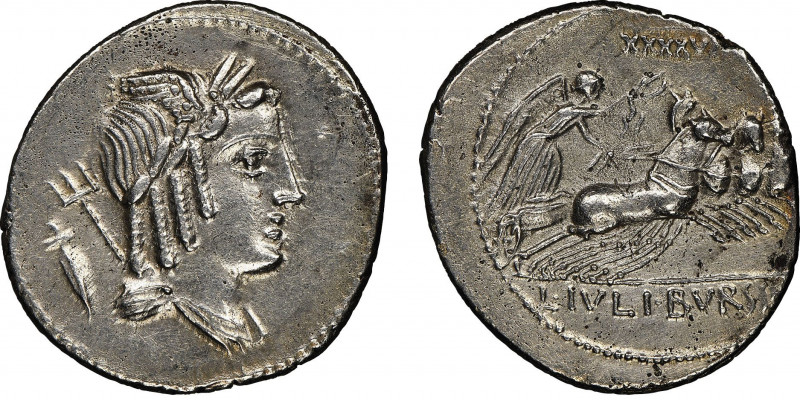 K. Julius Bursio
Denarius, Rome, 85 avant J.C., AG 3.70 g.
Ref : Crawford 352/1,...