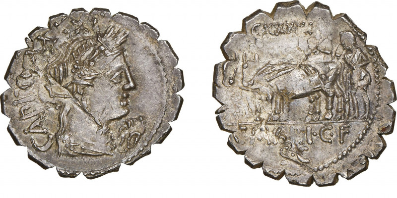 C. Marius C.f. Capito
Denarius serratus, Rome, 81 avant J.C. , AG 4.01 g. Ref : ...