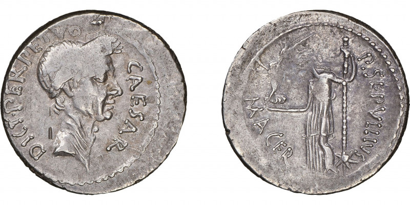 Julius Caesar et P. Sepullius Macer
Denarius, 44 avant J. C., AG 3.53 g.
Ref : C...