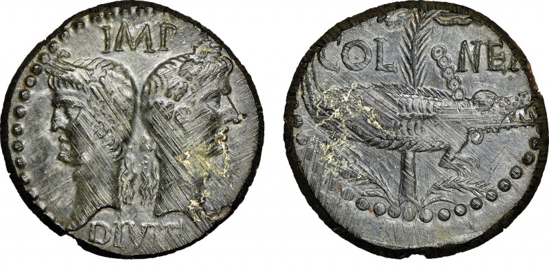 Augustus 27 avant JC - 14 après JC
Dupondius, Nemausus (Nîmes), AE 12.69 g Ref :...