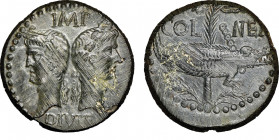 Augustus 27 avant JC - 14 après JC
Dupondius, Nemausus (Nîmes), AE 12.69 g Ref : RIC I 158, Sear 1730
Conservation : NGC MS 3/5 - 5/5. Magnifique