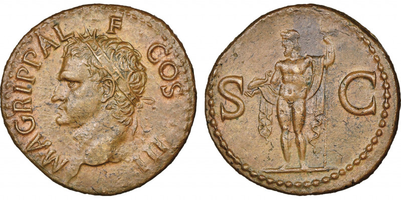 Agrippa 12 avant J-C
As, Rome, AE 13.30 g.
Ref : RIC 58, BMCRE 161, Sear 1812
Co...