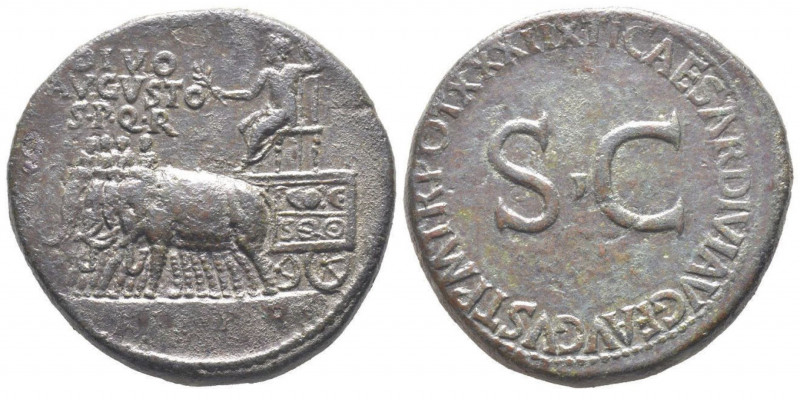 Tiberius pour Divus Augustus
Sestertius, Rome, 22-23, AE 28.59 g.
Avers : DIVO A...
