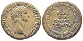 Claudius 41- 54 
Sestertius, Rome, 41-42, AE 27.65 g.
Avers : TI CLAVDIVS CAESAR AVG P M TR P IMP tête laurée à droite Revers : EX SC OB CIVES SERVATO...