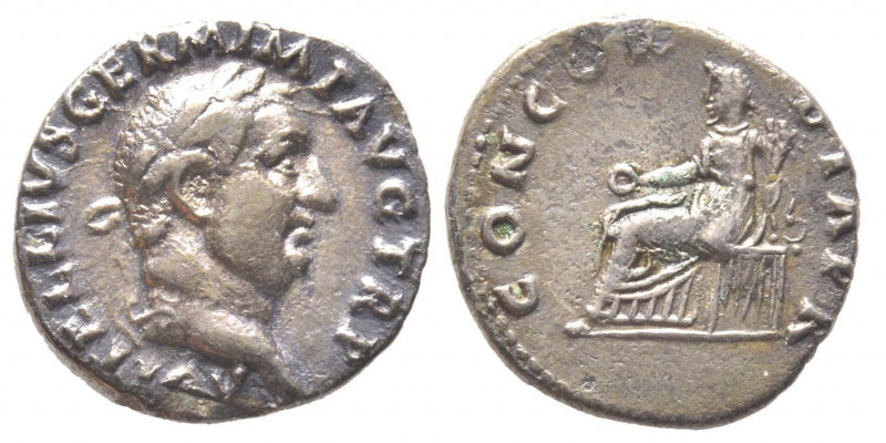 Vitellius 69 
Denarius, Rome, AG 3.02 g.
Ref : C. 21 var, RIC I 66 Conservation ...