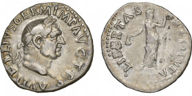 Vitellius 69 
Denarius, Rome, AG 3.46 g.
Ref : C. 47, RIC 105
Conservation : NGC XF 4/5 - 3/5. Très Rare