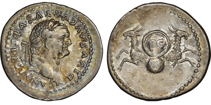 Vespasian, 69-79 
Denarius, Rome, 80-81, AG 3.46 g.
Ref : C. 497, RIC 357
Conser...