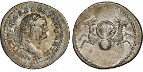 Vespasian, 69-79 
Denarius, Rome, 80-81, AG 3.46 g.
Ref : C. 497, RIC 357
Conservation : NGC Choice XF 5/5 - 4/5. Superbe