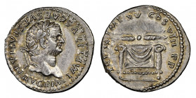 Titus 79-81
Denarius, Rome, 80, AG 3.53 g.
Ref : C. 316, RIC 23a, BMC 51
Ex Vente LHS 100, 2007, lot 473 Conservation : ★ 5/5, 5/5