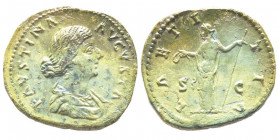 Marcus Aurelius pour Faustina II, Augusta 147-176
Dupondius, Rome, AE 10.69 g. Ref : C. 152
Conservation : TTB/SUP