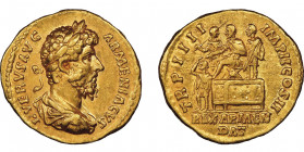 Lucius Verus 161-169 
Aureus, Rome, 163-164, AU 7.29 g.
Ref : Cal. 2154, C. 158, RIC 512 (Marcus Aurelius) Conservation : NGC Choice XF 5/5 - 4/5 Fine...