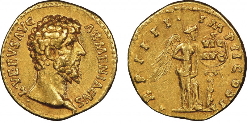 Lucius Verus 161-169 
Aureus, Rome, AU 6.88 g. Ref : Cal. 2174, C. 248, RIC 522 ...