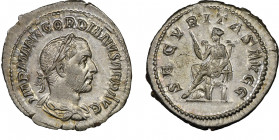 Gordianus I'Africanus
Denarius, AG 3.20 g.
Ref : C10, BMCRE 11, RIC 5
Conservation : NGC AU⭑ 5/5 - 5/5 Fine style. Très rare.