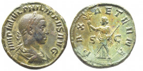 Philippus II Augustus 247-249
Sestertius, Rome, AE 20.01 g. Ref : C.102, RIC 268 Conservation : presque Superbe