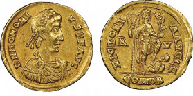 Honorius 393-423
Solidus, Ravenne, AU 4.40 g. Ref : RIC X1287, Ran.12 Conservation : NGC XF 5/5 - 4/5